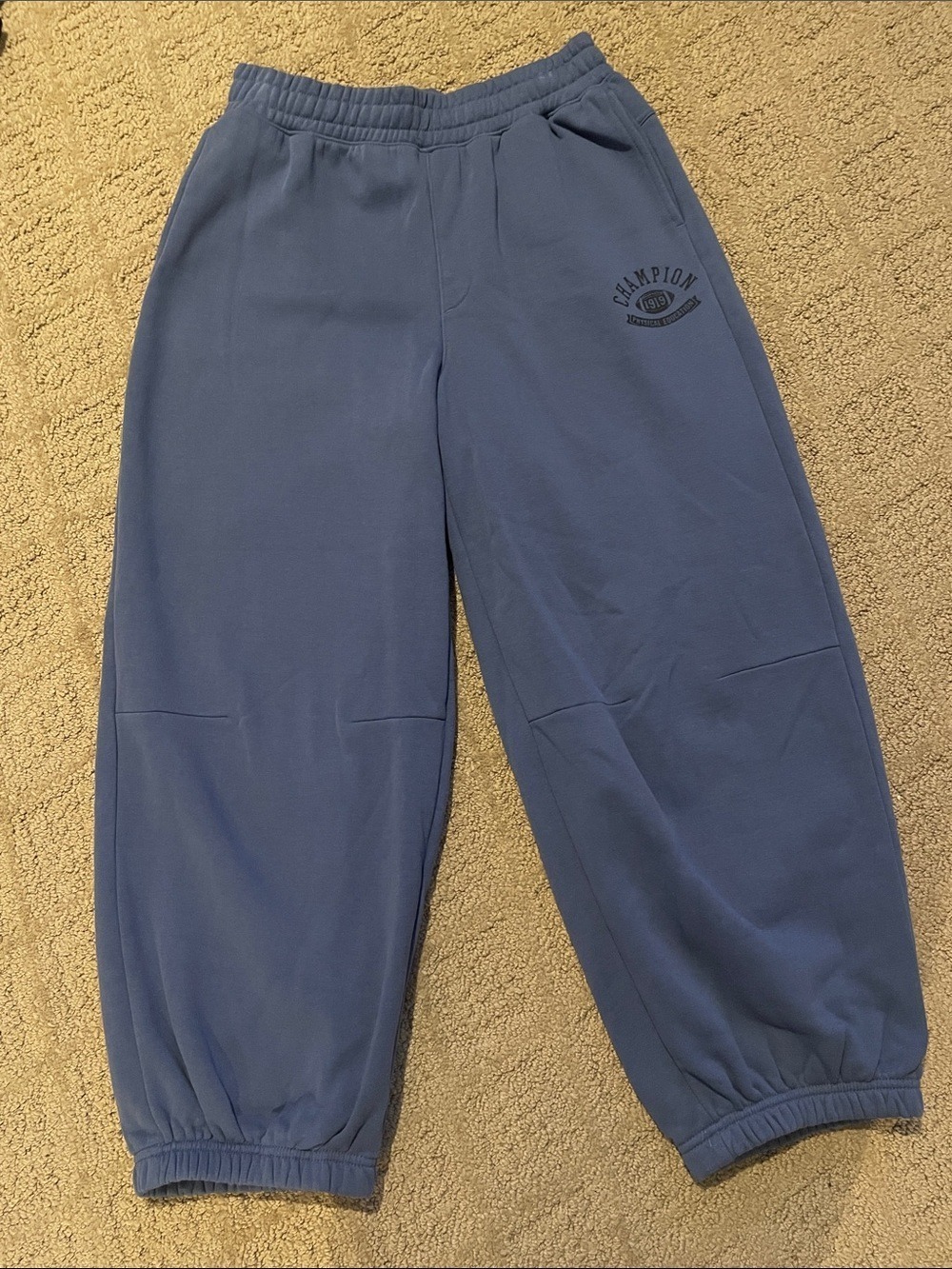 Champion Blue Elastic-Cuff Track Joggers